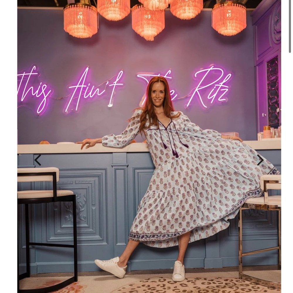 SLV Dahlia Tiered Caftan one Size Midi Dress